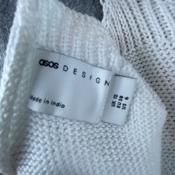 ASOS Design Dress 6 White Eyelet Babydoll Crochet Feminine Romantic Summery - Picture 3 of 8